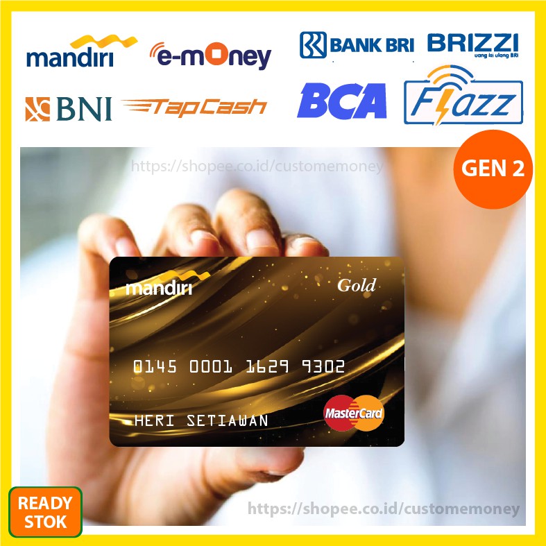 Emoney Design Kartu Debit Card Gold 7 Etoll E-Money Mandiri Flazz GEN 2 BNI Tapcash BRI Brizzi-1 SISI