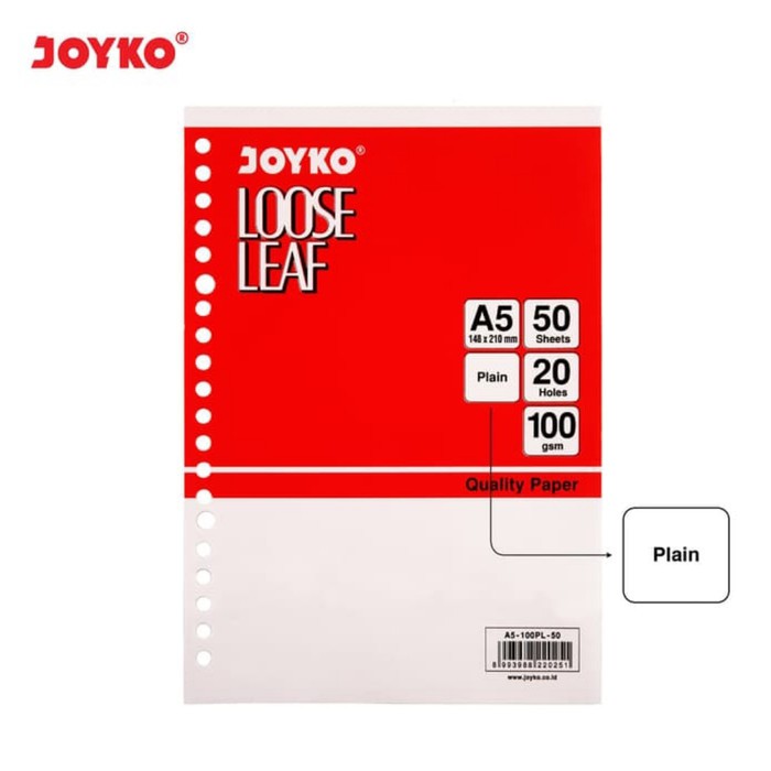 

JOYKO LOOSE LEAF PLAIN A5 / KERTAS FILE BINDER 100PL 50 LEMBAR