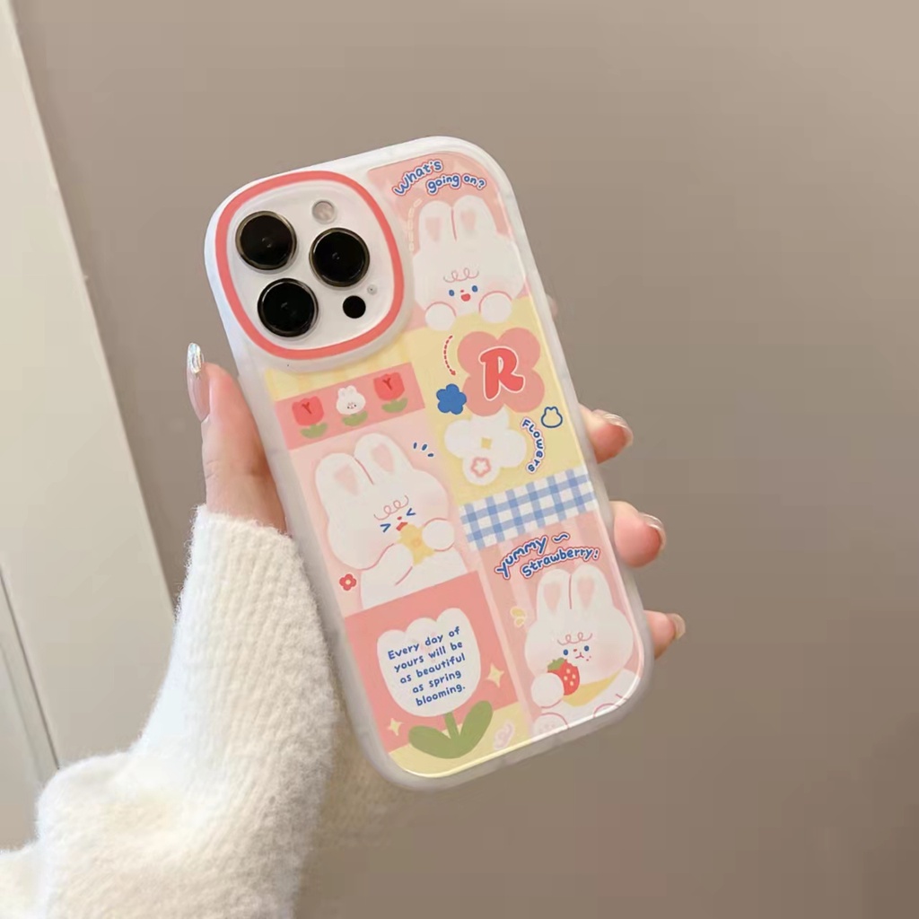 Casing Soft Case TPU Motif Kelinci Untuk iPhone 13 / 13pro / 13prm / 11 / 7Plus / 8Plus / Xr / XS / 13 / 12pro Max