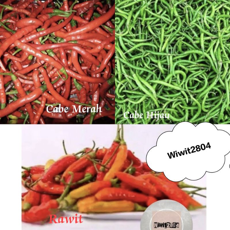 

Cabe 250g (Cabe rawit, cabe merah, cabe hijau)