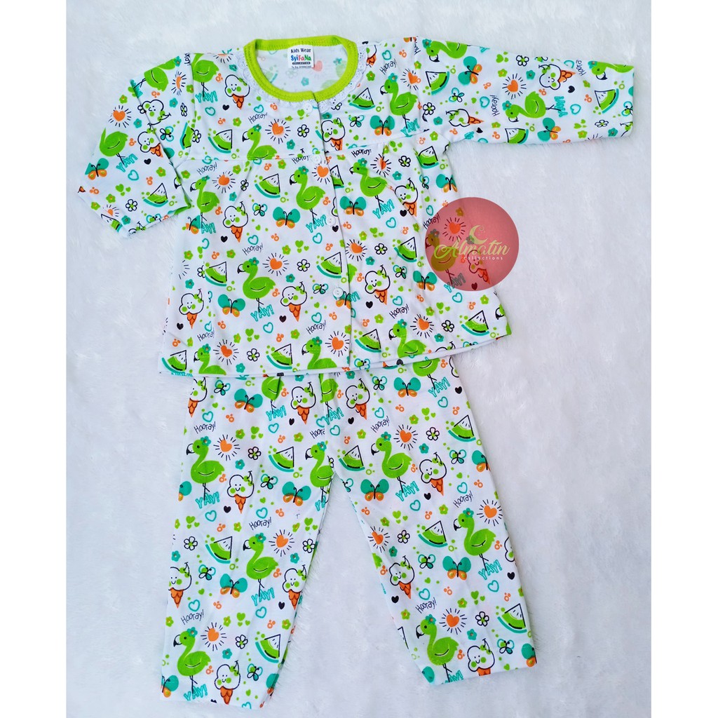 Setelan Baju Bayi / Piyama Bayi Perempuan Lengan Panjang, 3-18 Bulan, Motif Lucu, Bahan Adem, Lembut