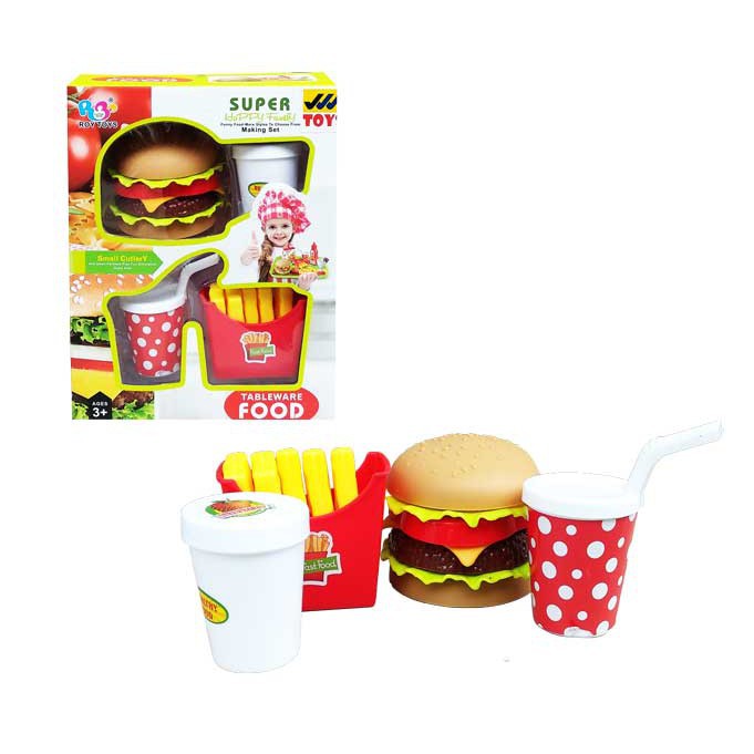 MAINAN MASAK MASAKAN TABLEWARE FOOD BURGER FRIES