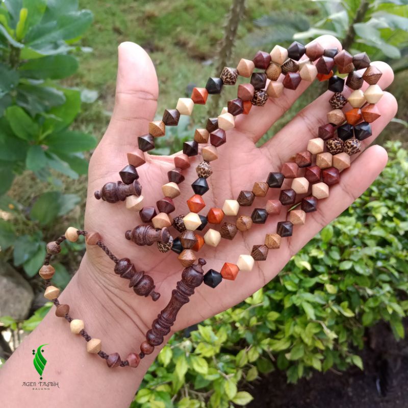 Tasbih Kombinasi 10 Kayu Langka Nusantara  Motif Wajik Size 8mm ORIGINAL!!