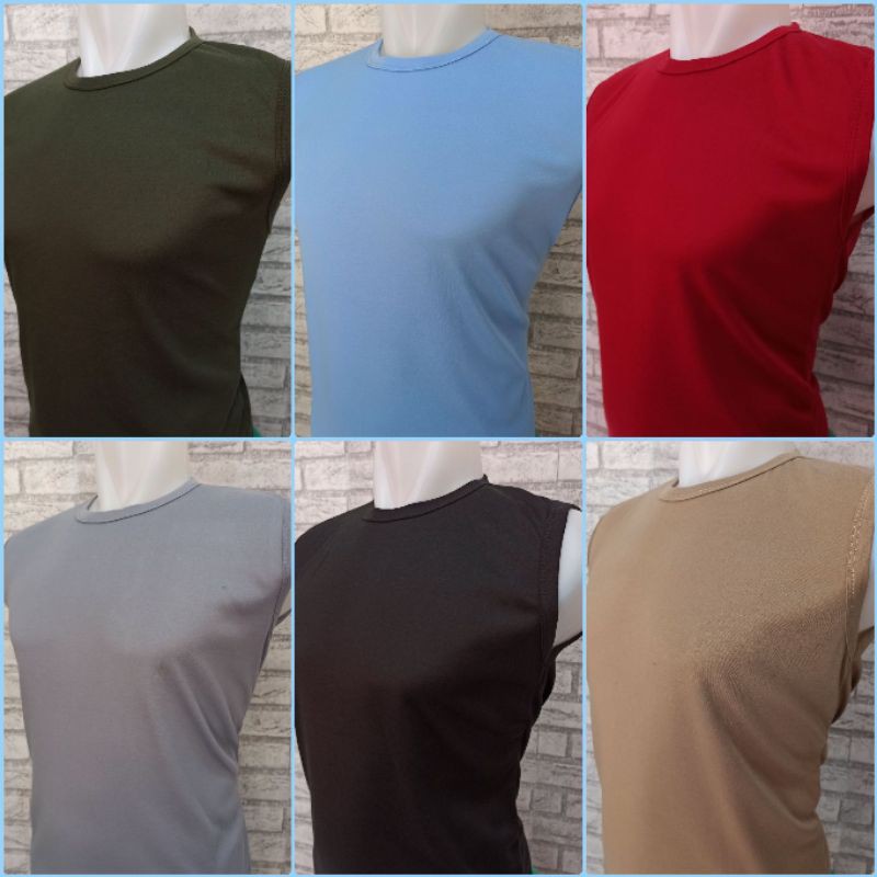 KAOS POLOS PRIA OBLONG LENGAN BUNTUNG/BAJU FITNES TANPA LENGAN L / XL