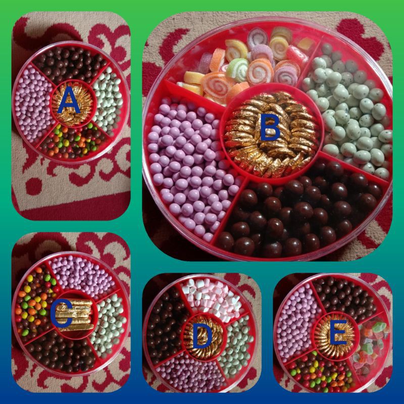 

paket coklat l'agie tray bulat sekat 5