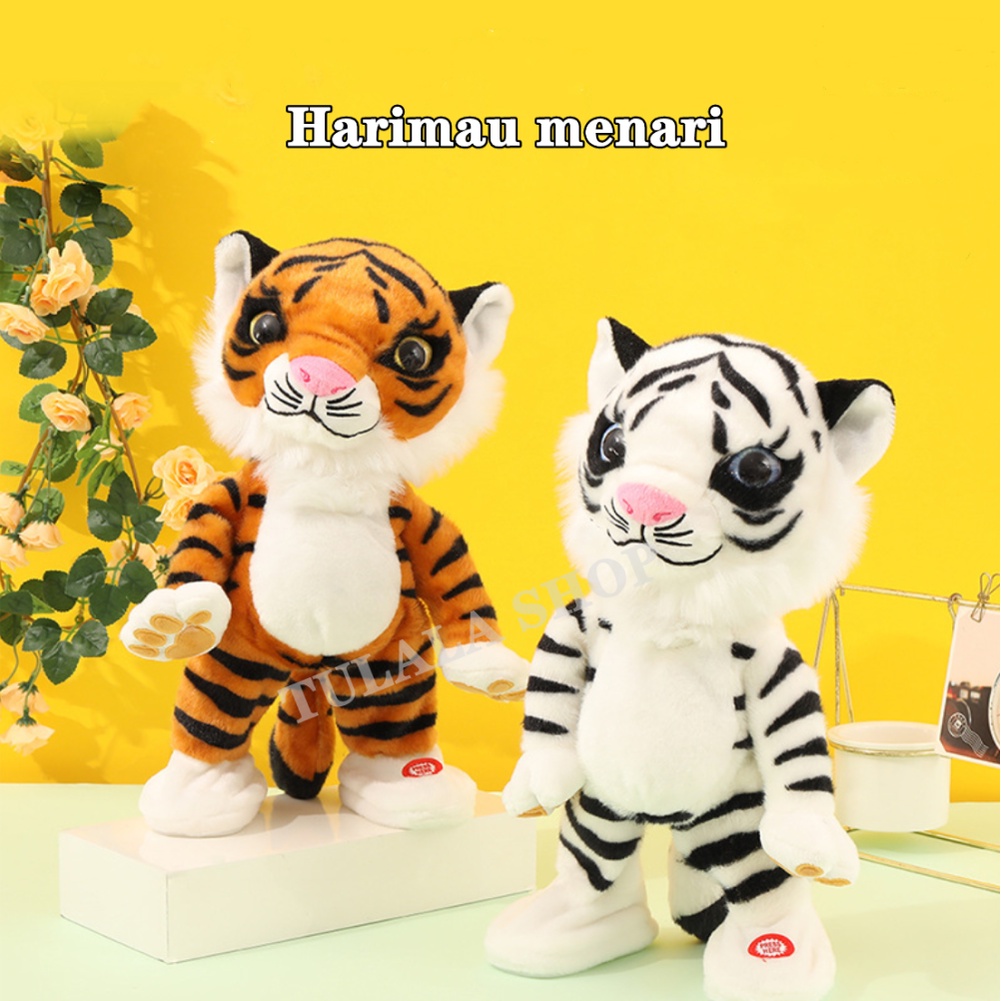 [TULALA SHOP]dance harimau/menggelengkan kepalanya dan memutar simulasi boneka Elektronik harimau menari harimau bernyanyi kartun mainan boneka mewah