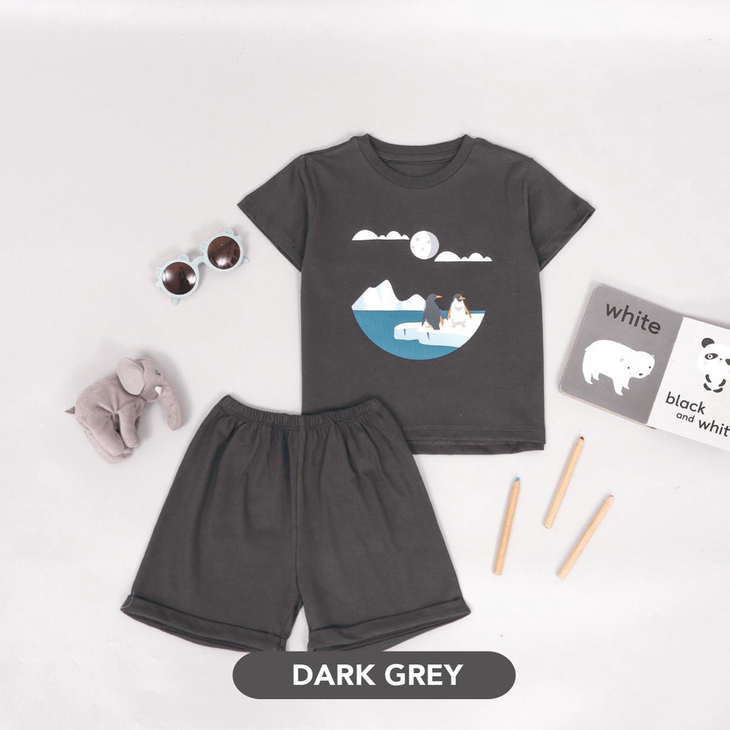 Setelan Anak Graphic Tee Set Basic Tee Hotpants / Setelan Anak Katun 1-5 Thn