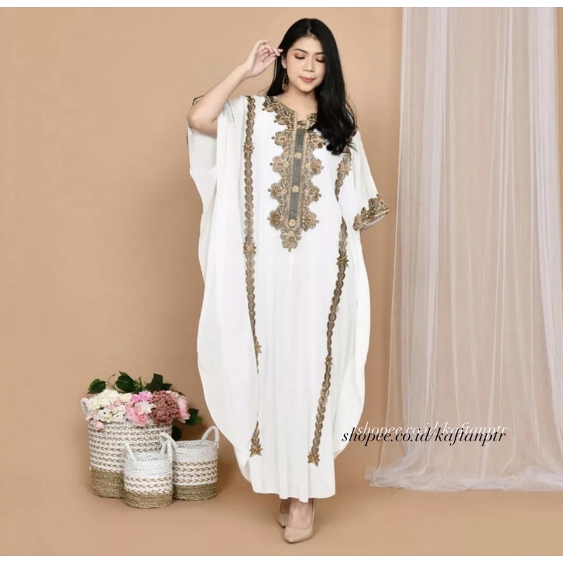 baju kaftan bordir kancing terbaru terlaris baju pegajian lebaran 2022