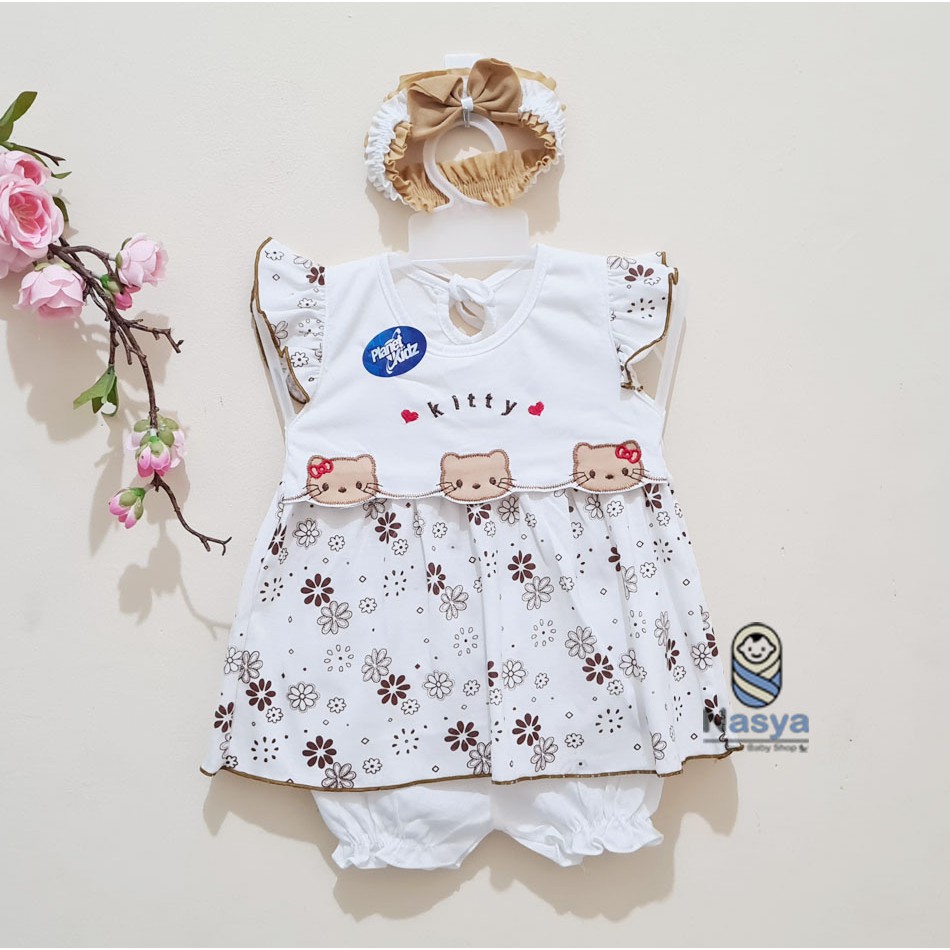 [P-034] Baju Bayi / Dress Bayi Perempuan 0-6 bulan Motif Kombinasi (Bonus Bandana)