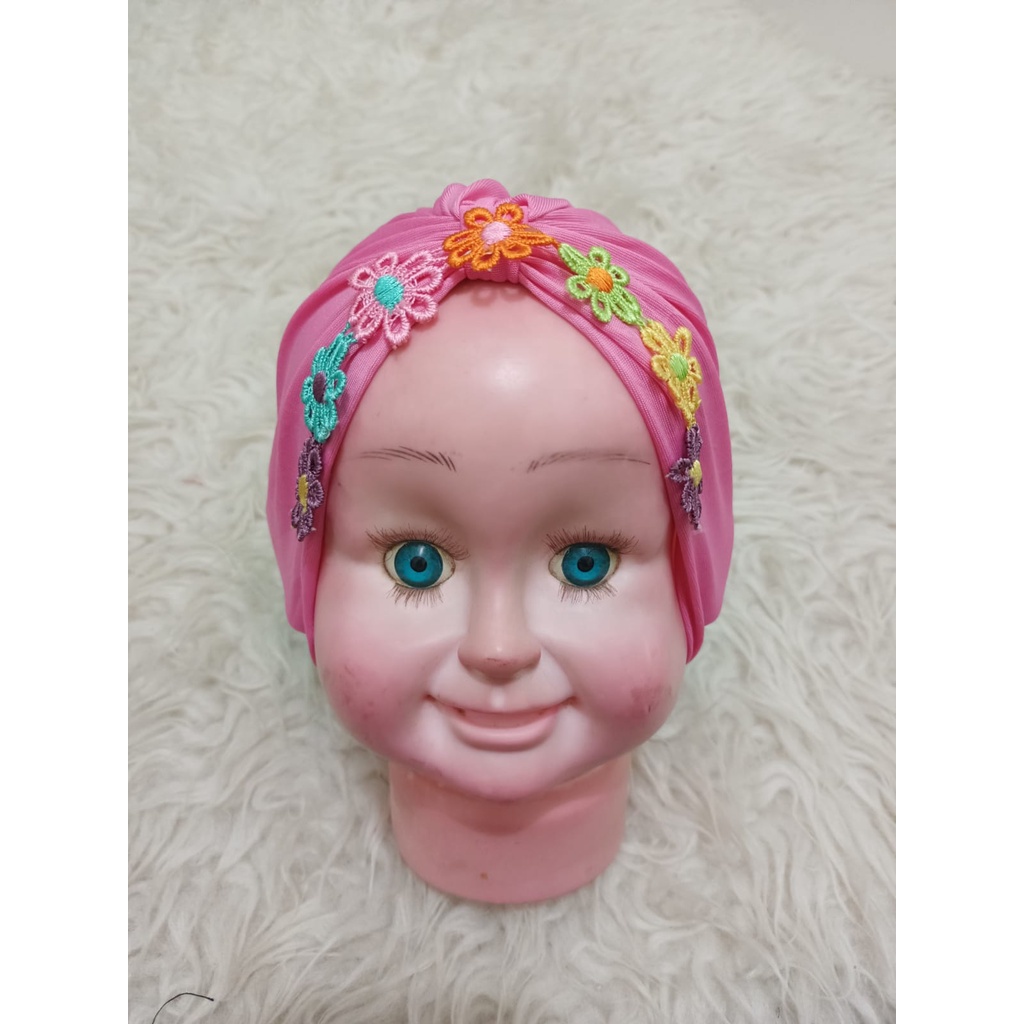 ALFATIH STORE / Turban Baby Renda Bunga / Turban Murah / 5pcs Mix warna