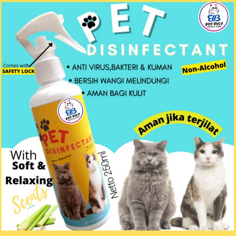 pet disinfektan spray semprot pembersih tubuh kandang tempat makan bermain litterbox kucing anjing 250ml