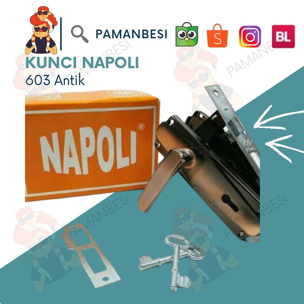 Kunci Pintu Set Napoli 603 Antik