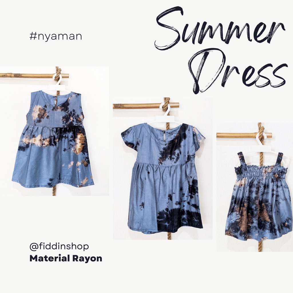 Daster Bayi Perempuan Anak Tie Dye 1 th 2 2th Summer Kids Dress Lucu Gemas Nyaman Adem Bahan Rayon Santung Dingin Tipis