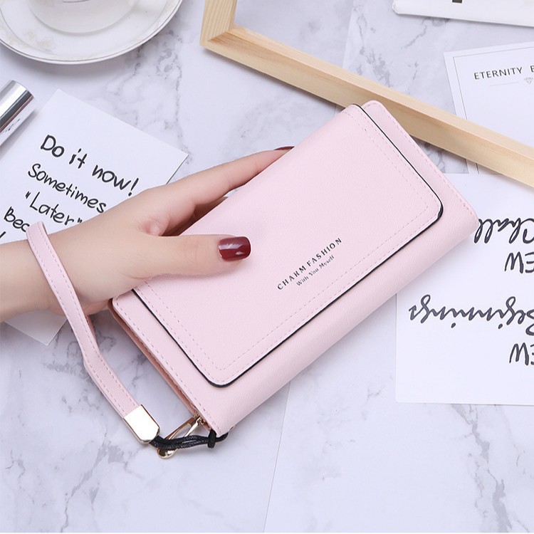 DOMPET KULIT TALI PINK PANJANG IMPORT ALGIE WA034P3 ABG PREMIUM MURAH KOREA FASHION BATAM WANITA ORI