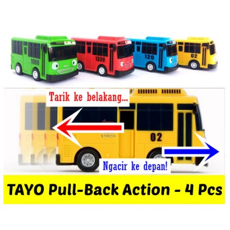 TAYO THE LITTLE BUS Mainan Anak Diecast Mobil Bus PULL BACK Isi 4 Pcs