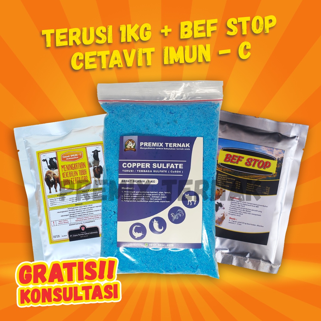 PROMO!! PAKET PENCEGAH PMK ii ( TERUSI 1KG + BEF STOP + CETAVIT IMUN C )