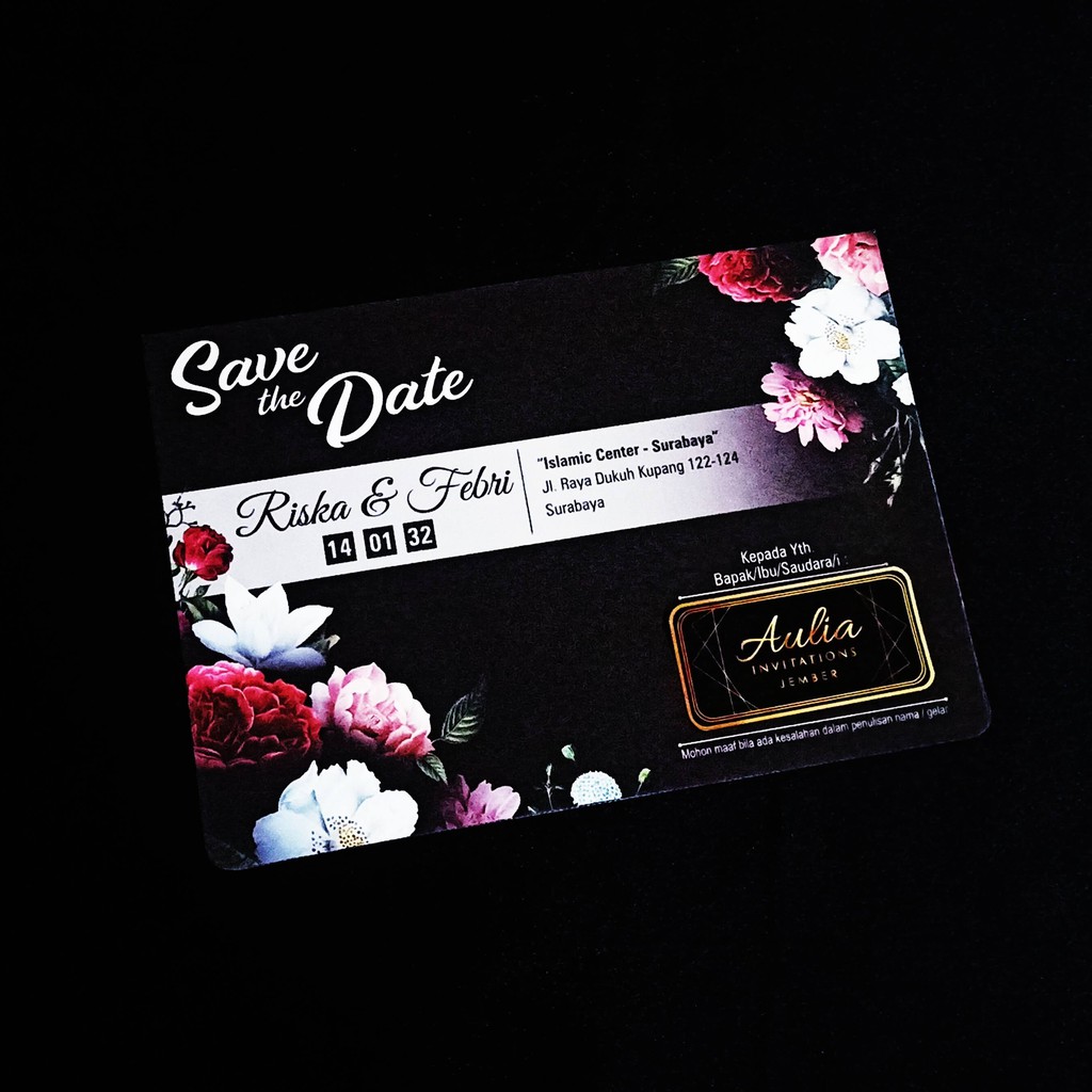 UNDANGAN PERNIKAHAN RUSTIC FLOWER HITAM ELEGAN TERBARU
