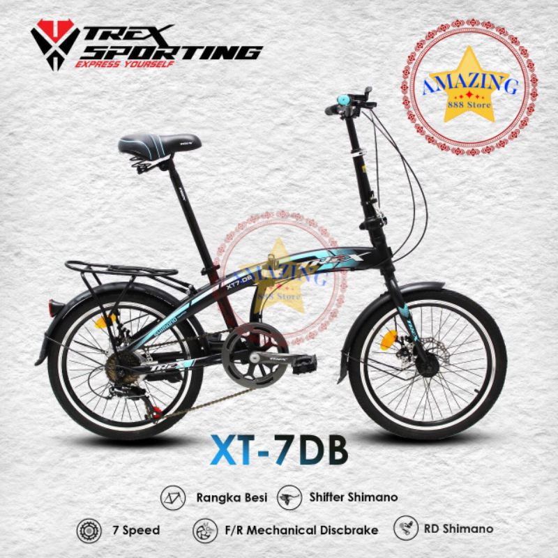 Sepeda Lipat 20 Inch Trex XT 7 Disc Brake Folding Bike
