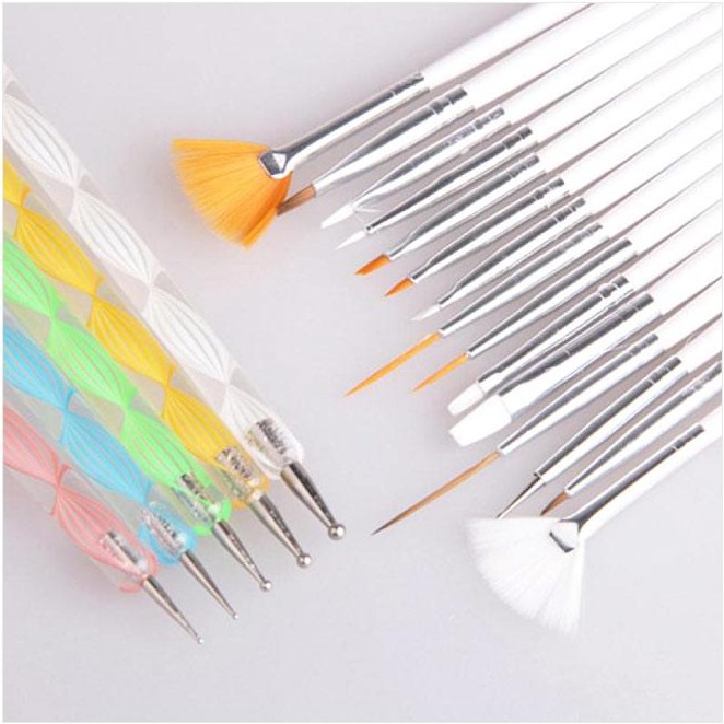 Satu Set Kuas Nail Art Brush dan Dotting - 20pcs