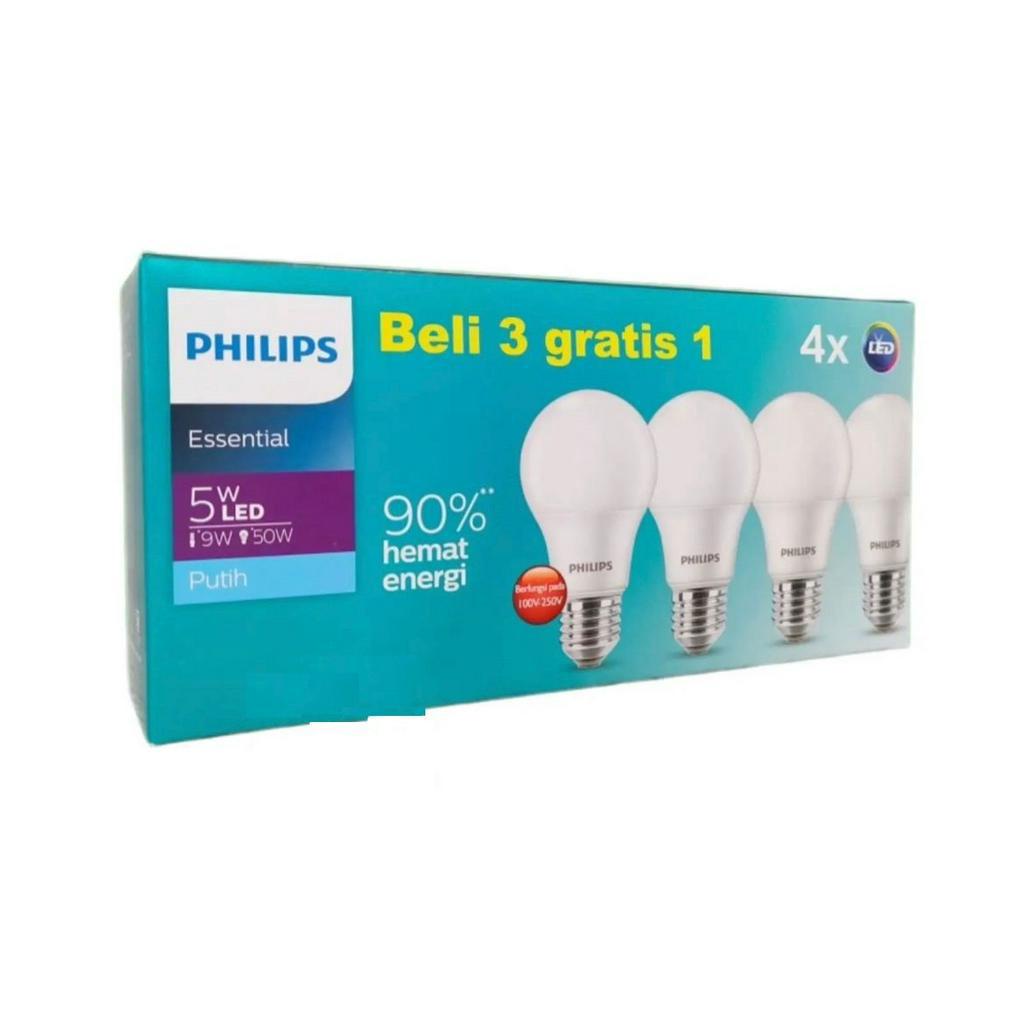 Philips Paket Lampu LED Essential 5W 7W 9W 11W Putih Multipack