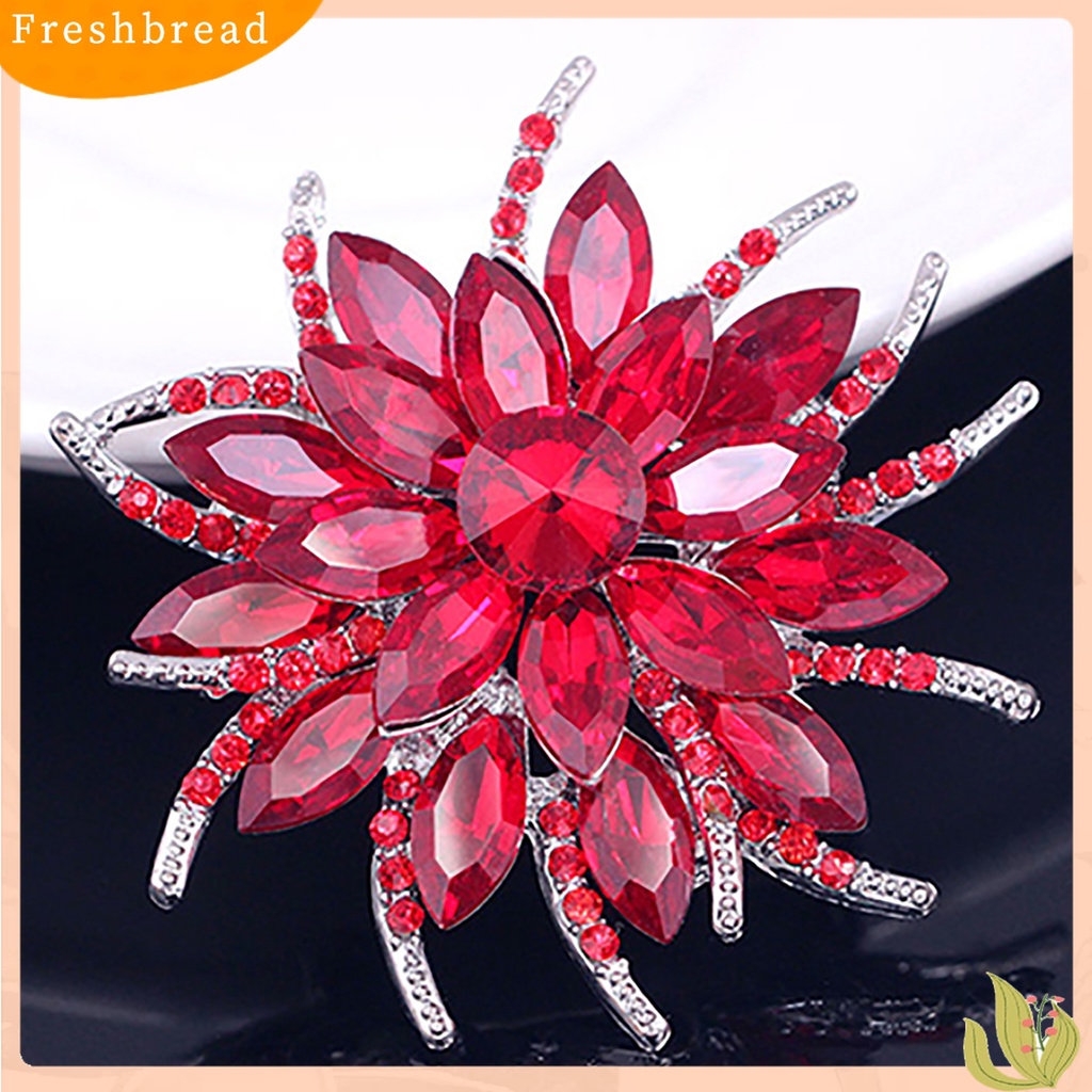 [ TERLARIS]Wedding Bridal Large Flower Shiny Rhinestone Lady Scarf Brooch Pin Jewelry Decor