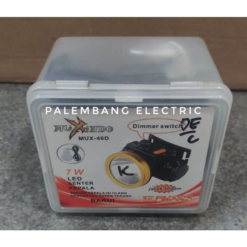 Senter kepala Muxindo kuning MUX-46D dimmer LED 7 w berkualitas harga grosir