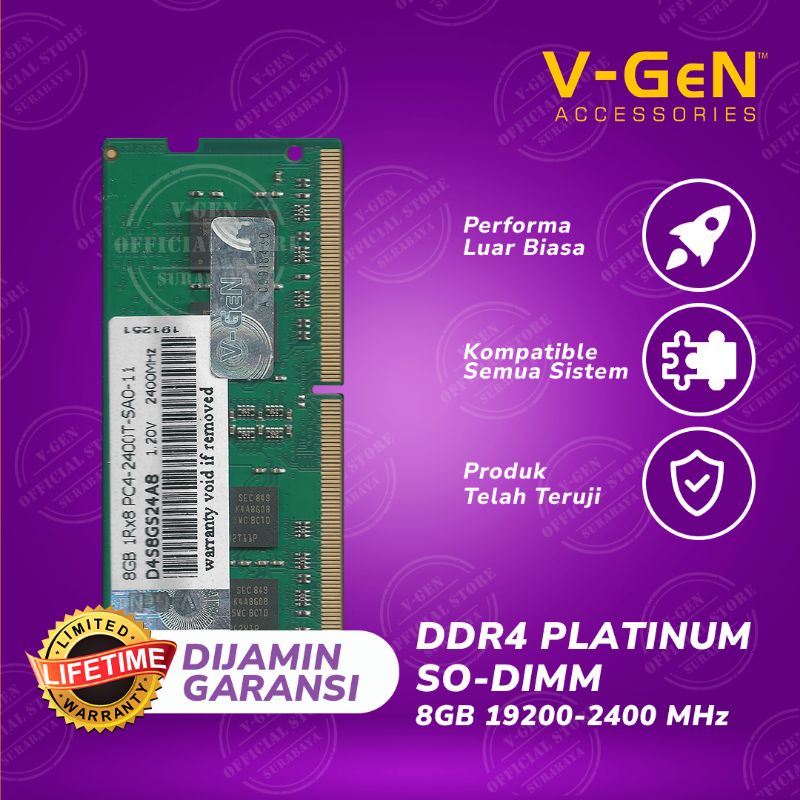 Sodimm DDR4 8G 19200/2400 Mhz platinum vgen