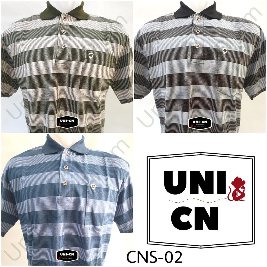CUN NAM CNS - 02 / KAOS POLO MOTIF SALUR SAKU 3 WARNA - TC / Kerah Wangki Pria Dewasa Kantong.