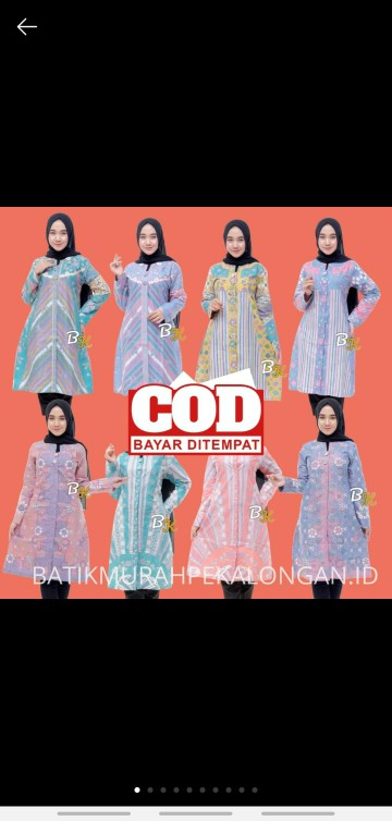 Baju Tunik Batik Fashion Atasan Tunik Cewek Kantor Outer Solo Td 168