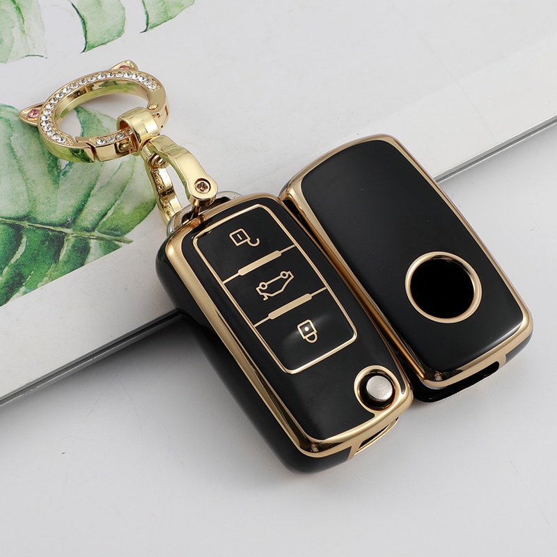 Case Kunci Full Cover Electroplating Untuk VW Volkswagen Polo Golf Passat Beetle Caddy T5 Up Eos Tiguan Skoda Octavia A5