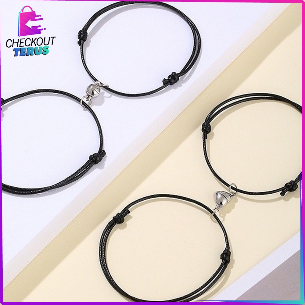 CT K67 Gelang Couple Magnet Fashion Wanita Pria Isi 2PCS Braided Bracelet Gelang Anyaman Tali Persahabatan Gelang Unik