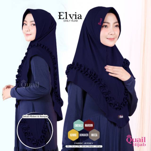 ELVIA QUAILHIJAB BERGO ORIGINAL BERGO REMPEL BERGO PLISKET