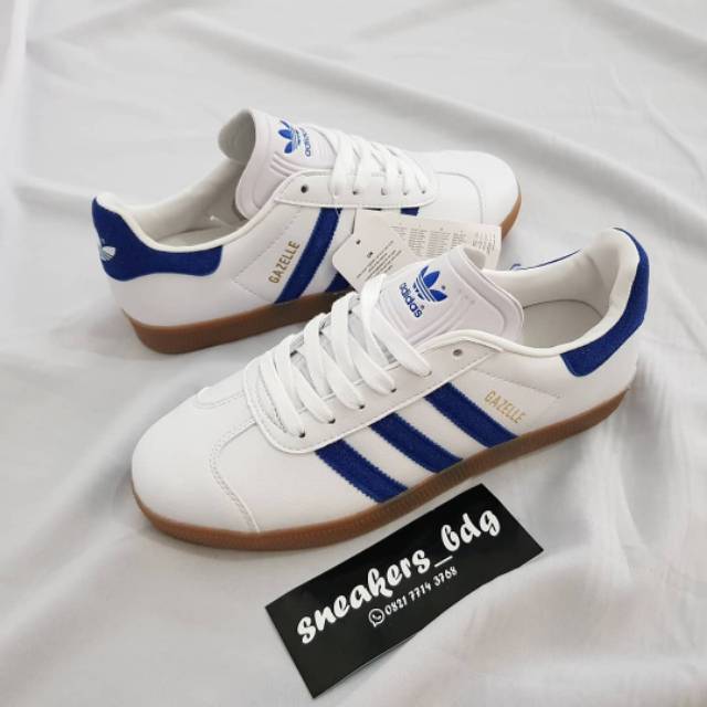 adidas gazelle white and blue