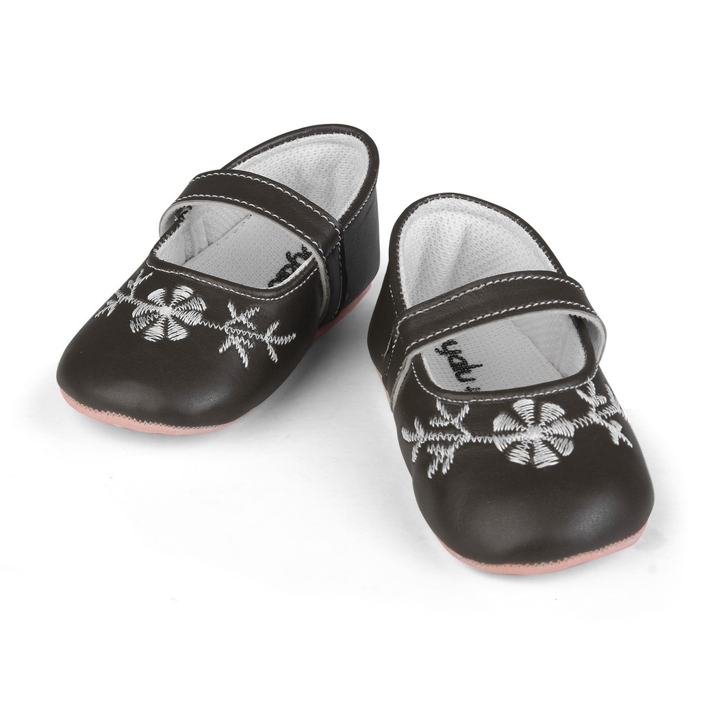 Sepatu Anak Newborn Bayi Baru Lahir Warna Cokelat PW BORDIR