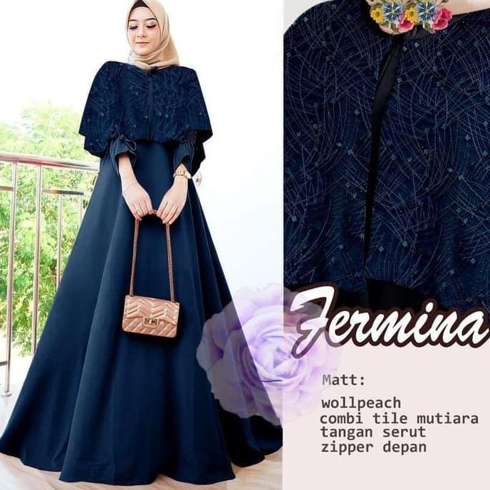 Gamis Maxi Mewah Dress Pesta Baju Muslim Seragam Wanita Elegan Branded Dp6989