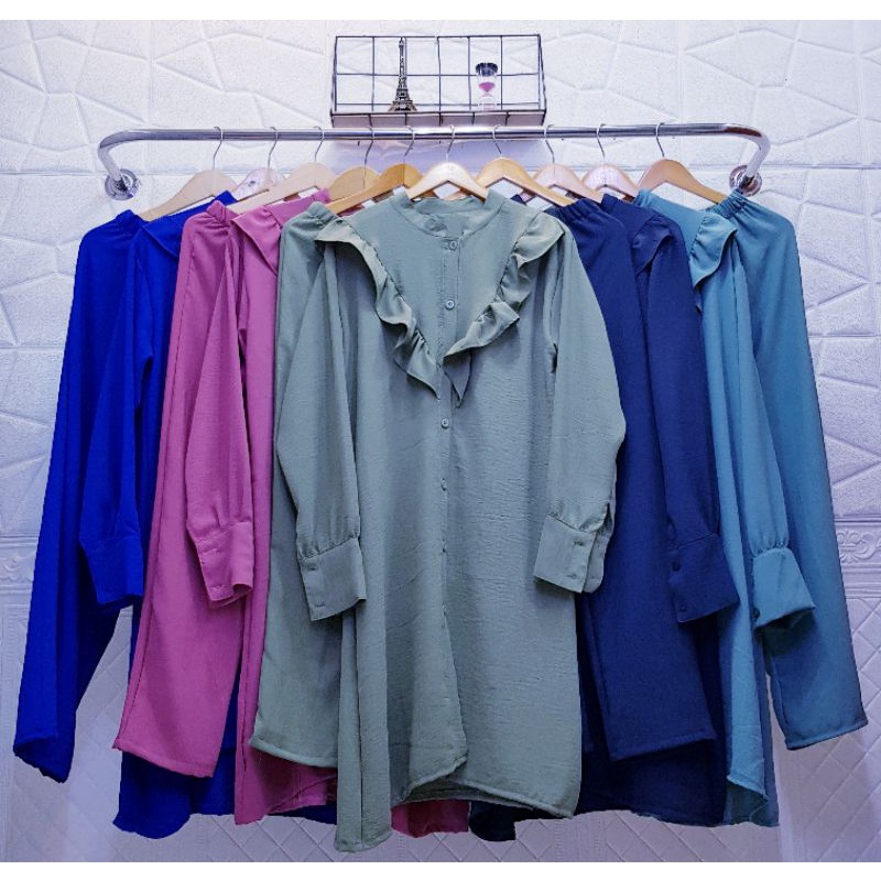 Setelan Long Tunik Crinkle Airflow Murah Bagus Ready Stock