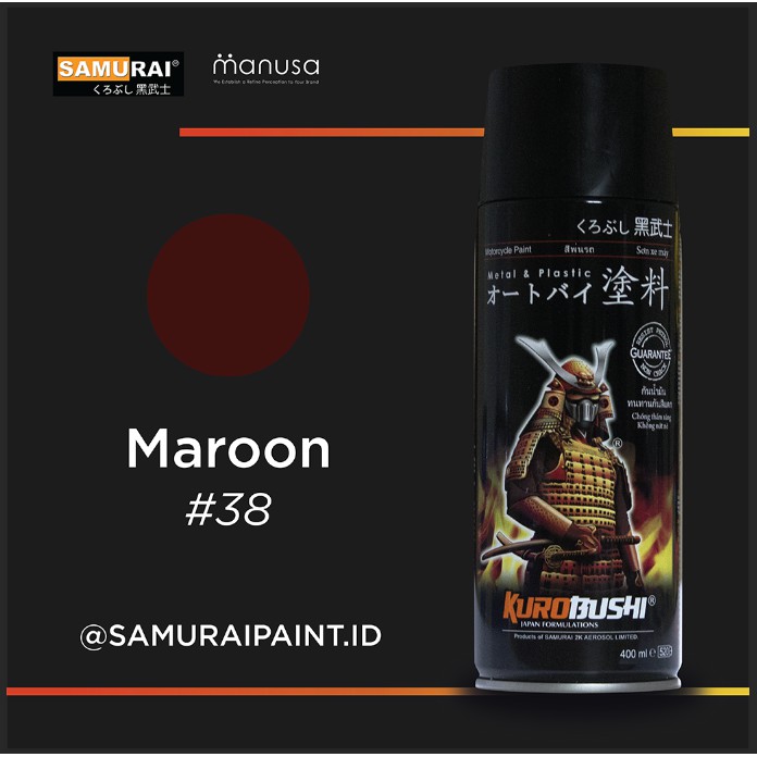 Samurai Paint Standard Maroon 38 Marun Standar #38 Cat Aerosol Kualitas Kompresor