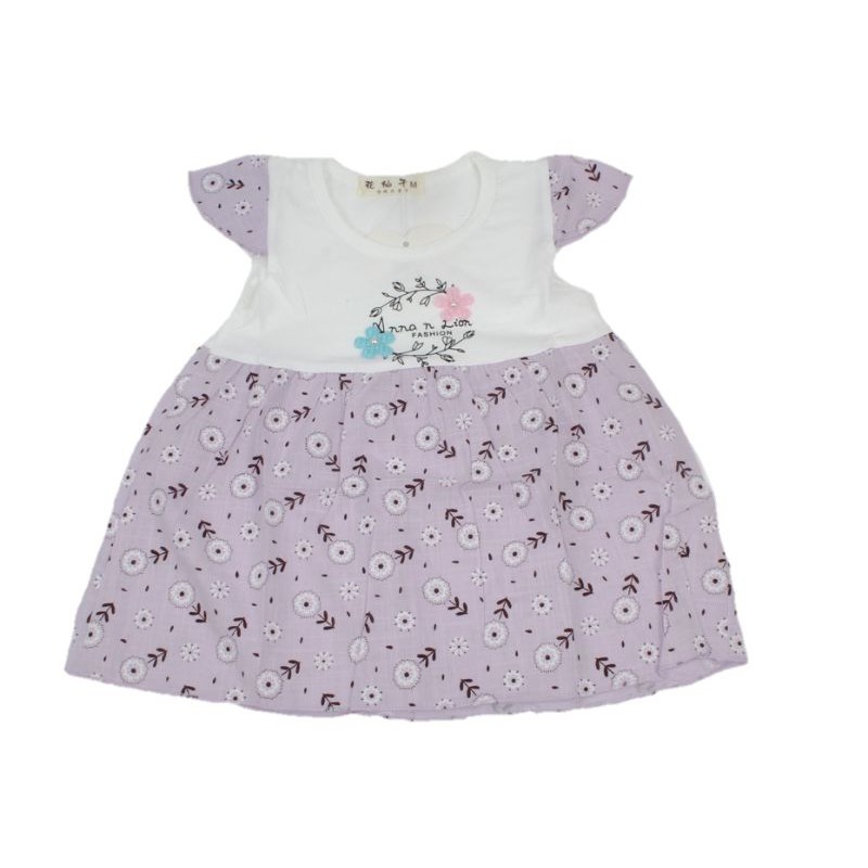 DRESS FASHION IMPORT PAKAIAN ANAK PEREMPUAN 6 BULAN-1 TAHUN MOTIF HI LUGH