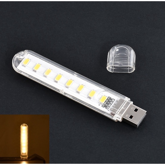 1pc Lampu Tidur 8 LED Mini Bentuk U Disk Dengan Port USB