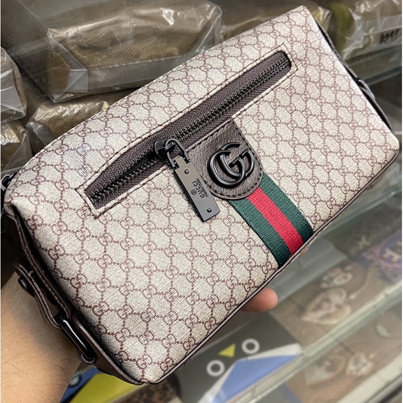 Clutch gucci leather Tas Tangan Card mirror pria/wanita