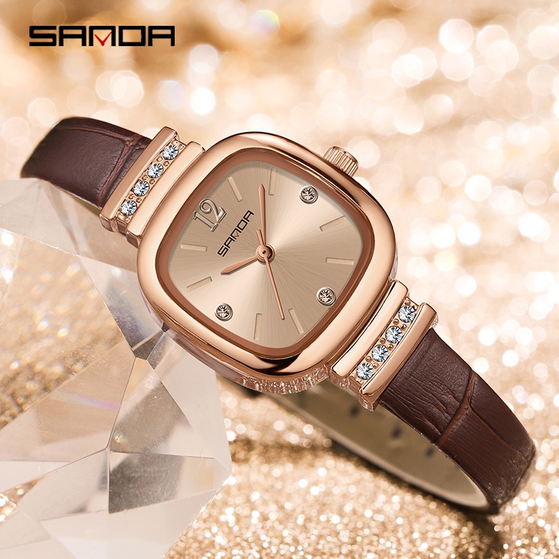 SANDA 7052 Jam Tangan Wanita Analog Tali Kulit Quartz WATCHKITE WKOS