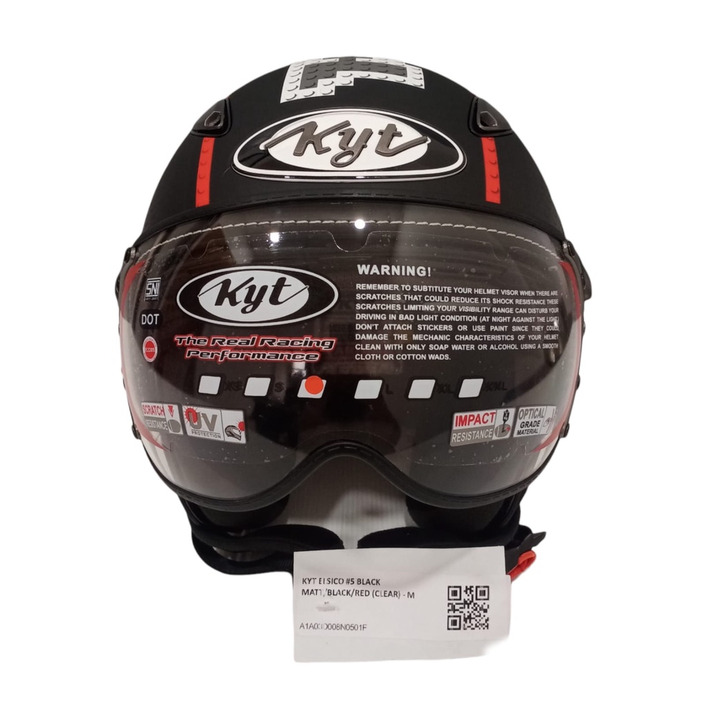 HELM KYT ELSICO #5 BLACK MATT RED KYT HALF FACE