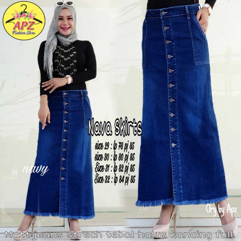 Rok Jeans GISCA kancing depan / rok jeans kancing depan rawis