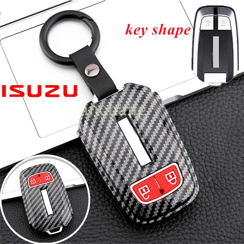 (Ready Stock) Casing Remot Kunci Mobil Bahan Silikon Aksen Serat Karbon Untuk Isuzu New dmax d max MU-X 2015 2018 2019 2020