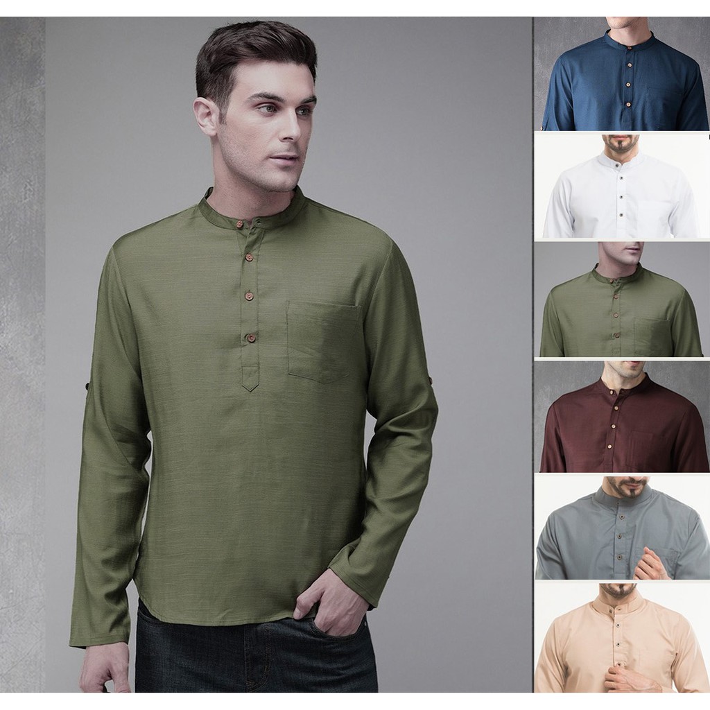 Baju Koko Haidan Bahan Fodu Lengan Panjang Bahan Fodu adem di pakai Koko Muslim Pria Original Distro