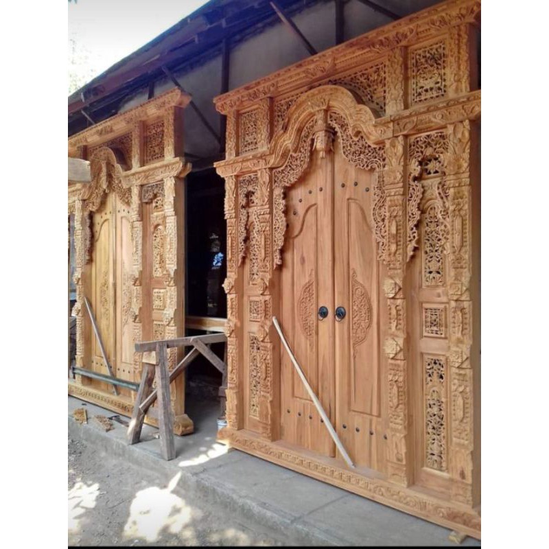 Jual pintu gebyok jati gapura ukir jepara ukuran 2,5m | Shopee Indonesia