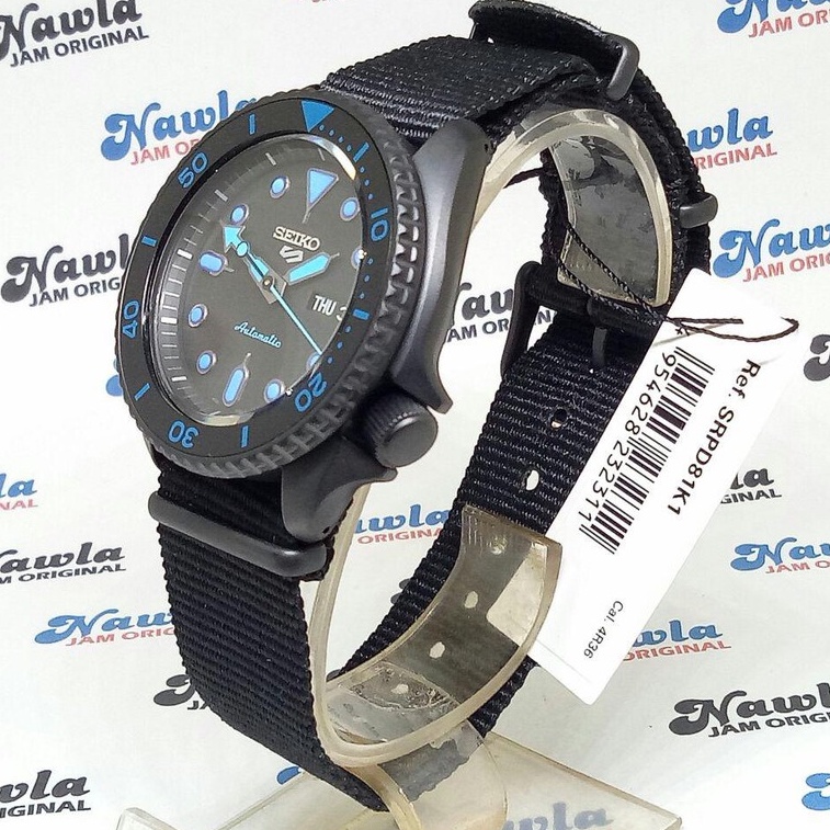 Seiko 5 Sports SRPD81K1 Automatic Black Blue - Jam Tangan Pria SRPD81