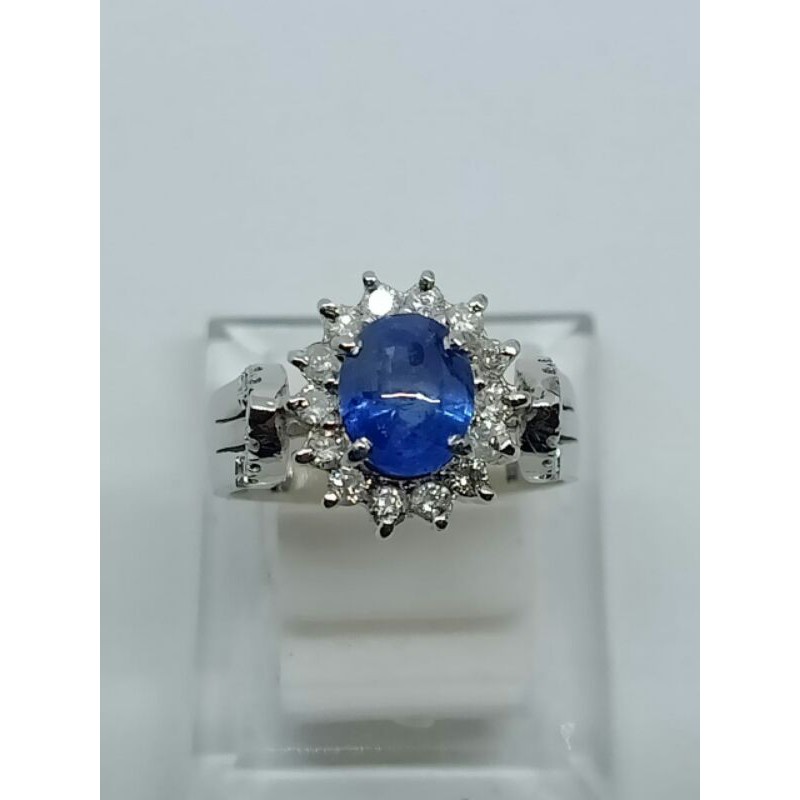 cincin berlian asli, batu blue safir