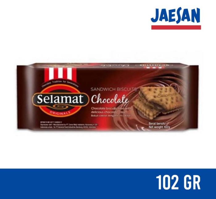 

Biskuit Selamat Chocolate 102gr Slamat Sandwich coklat