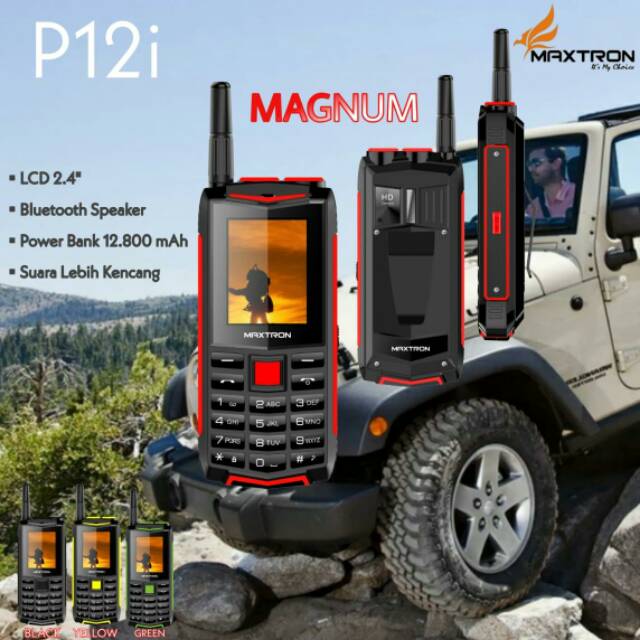 Maxtron P12 Magnum, Baterai 12.800 mAh, Bisa jadi powerbank dan speaker bluetooth, Baru, Garansi